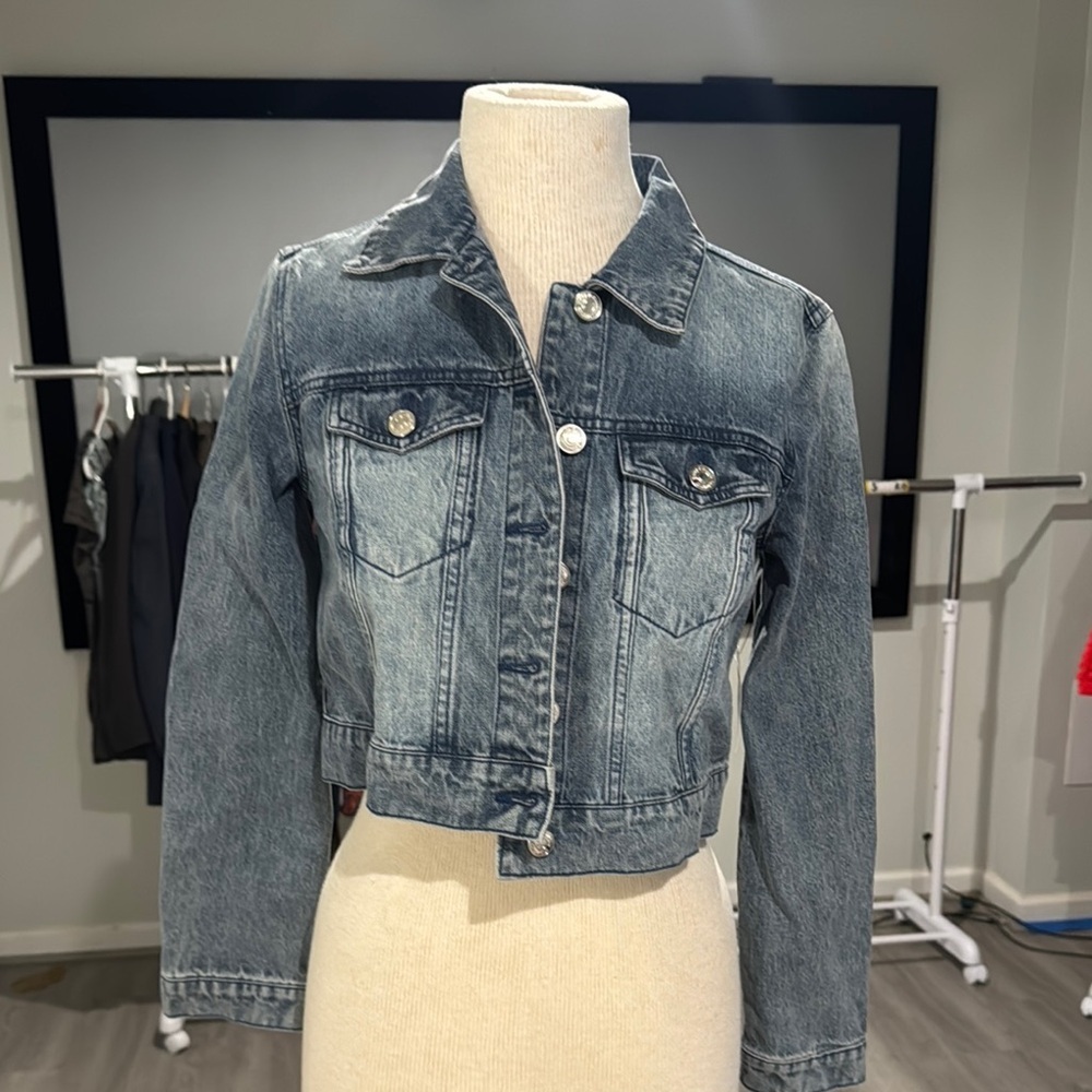 Juicy Couture Blue Cropped Jean Jacket‎ Distressed NWT